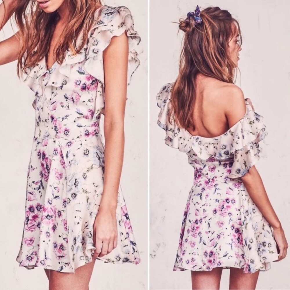 LoveShackFancy “Frankie” Silk Floral Dress Sz 2 - Picture 2 of 7